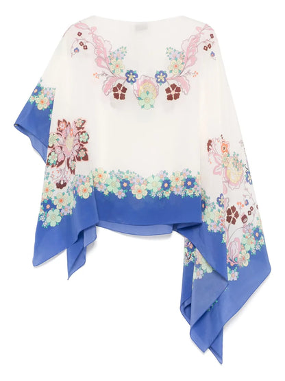 Printed Silk Poncho