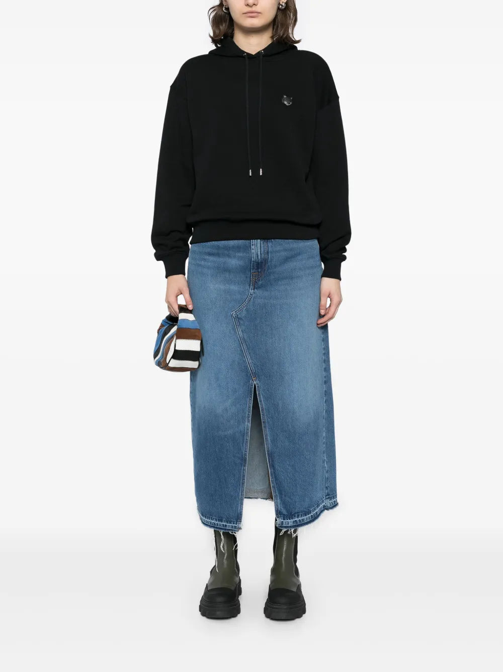 Bold-Fox-Head-Patched Hoodie