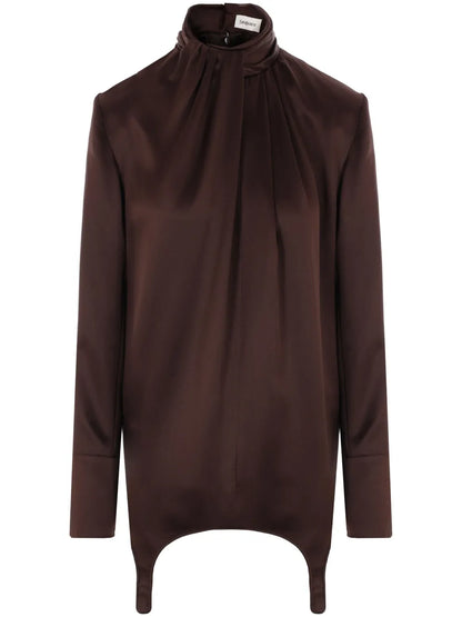 Garter-Detail Silk Blouse