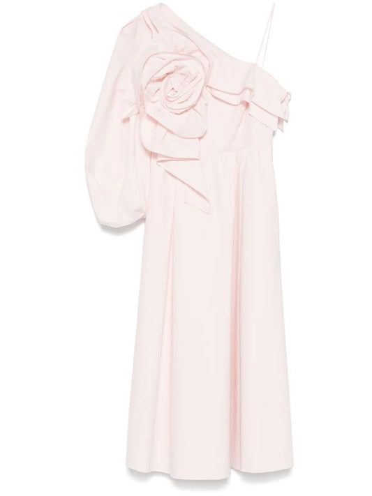 Asymmetric Poplin Midi Dress