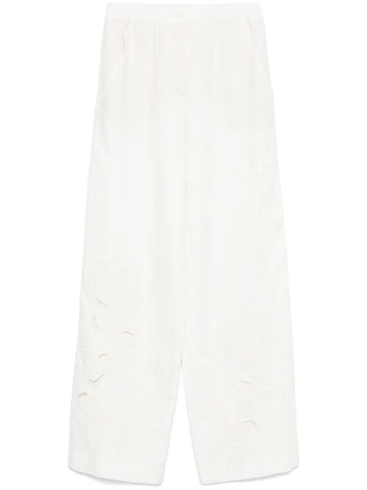 Floral-Embroidered Trousers