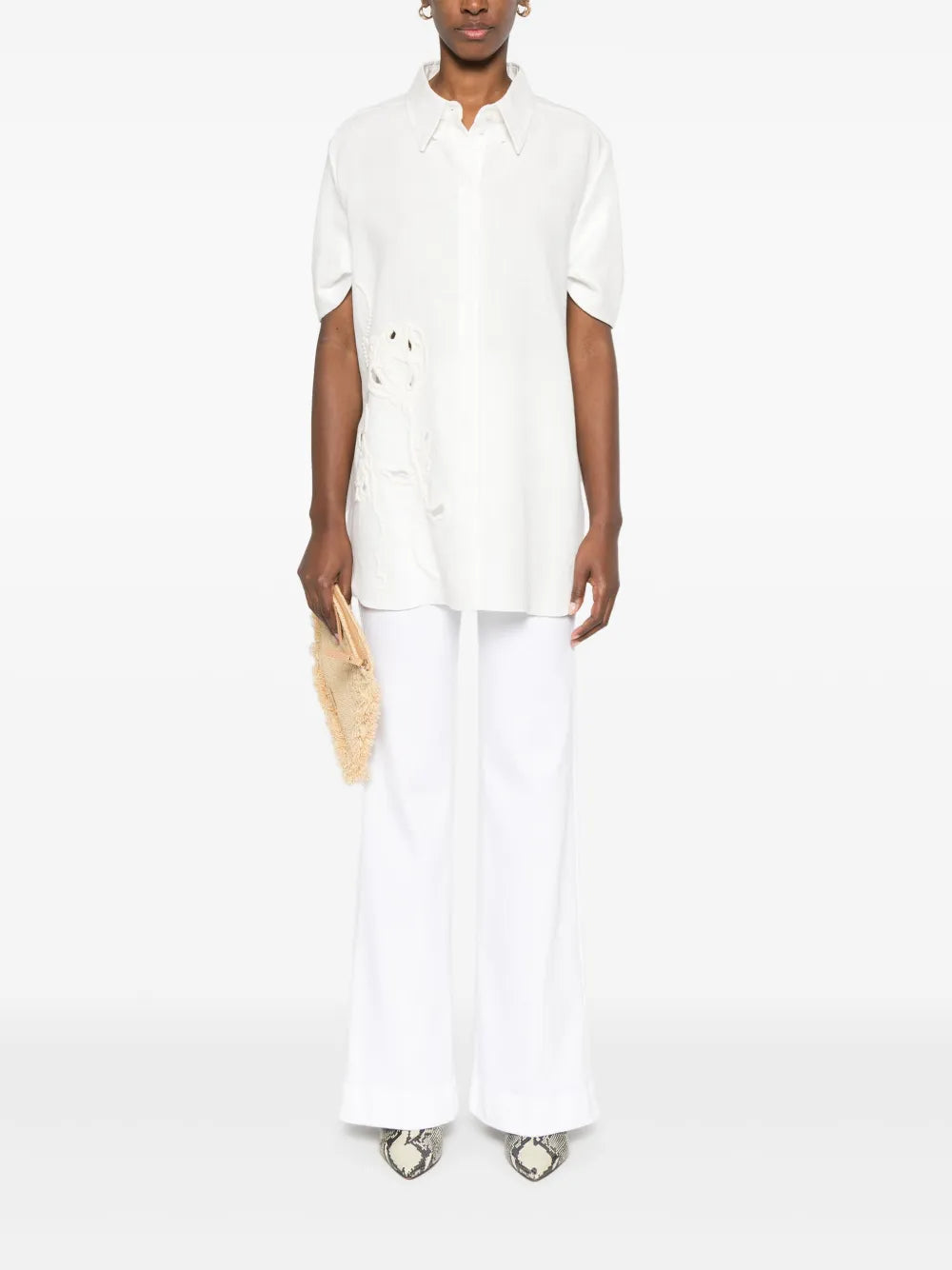 Floral-Embroidery Shirt