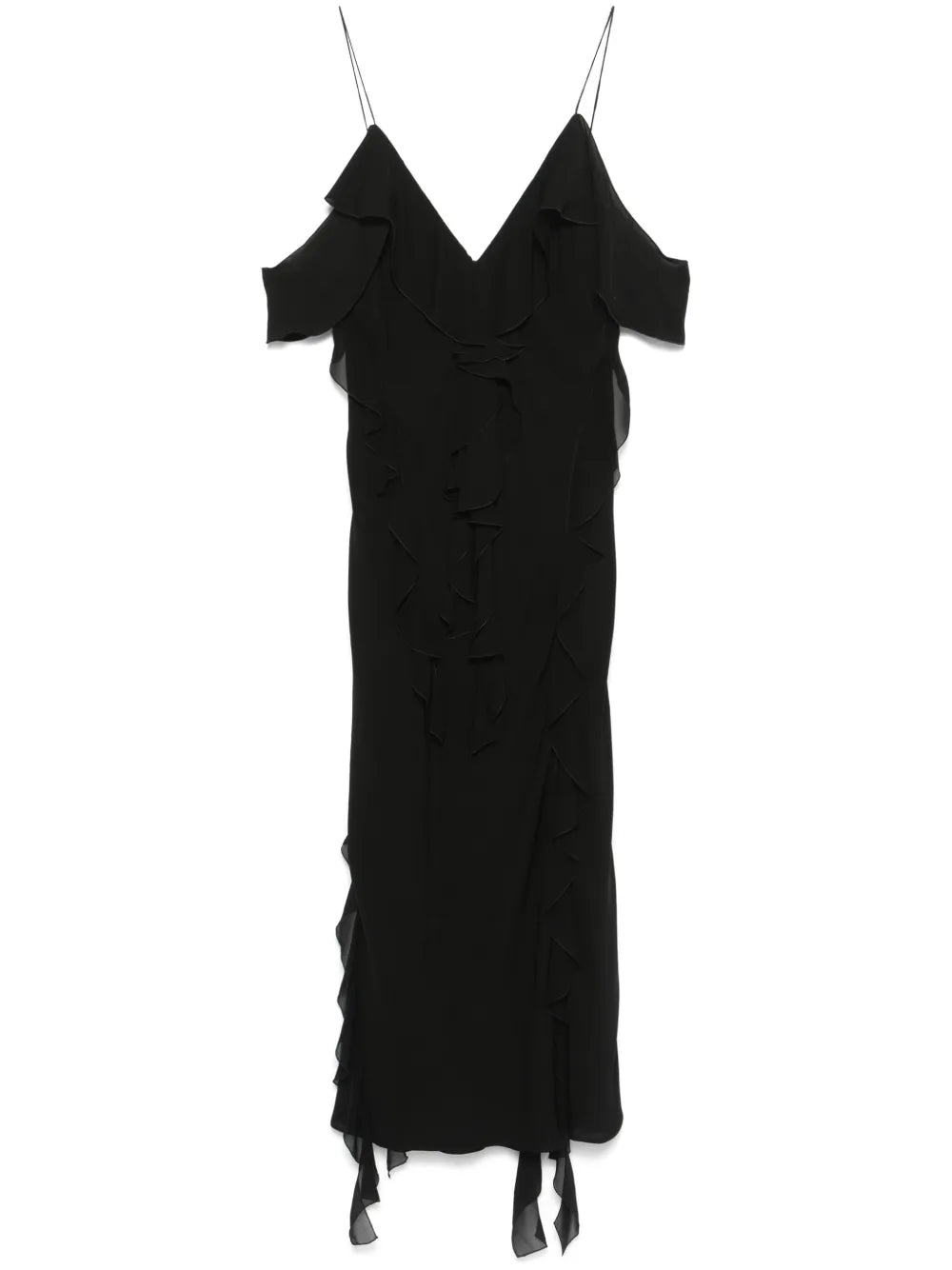 Ruffled Georgette Midi Dress