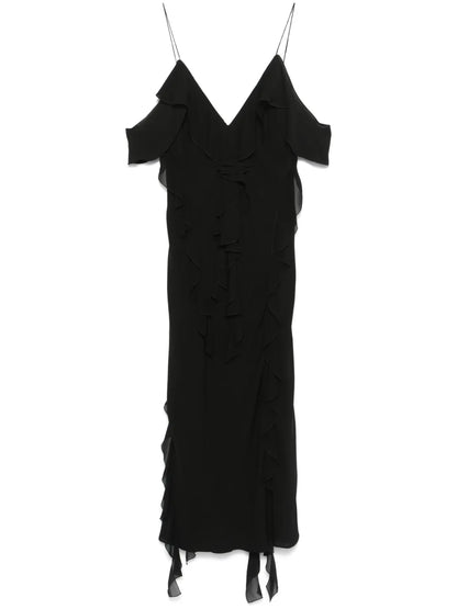 Ruffled Georgette Midi Dress