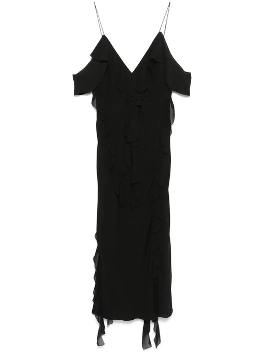 Ruffled Georgette Midi Dress