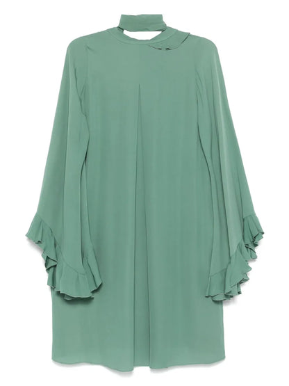 Ruffled-Detailing Georgette Midi Dress