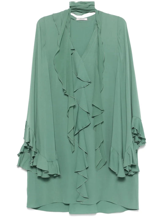 Ruffled-Detailing Georgette Midi Dress