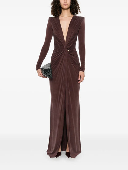Piercing-Detail Jersey Gown