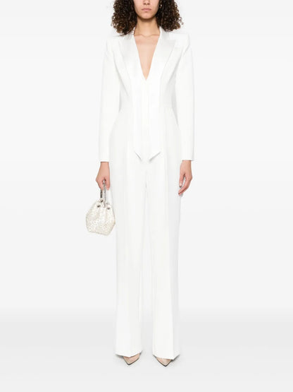 Satin-Lapels Tuxedo Jumpsuit