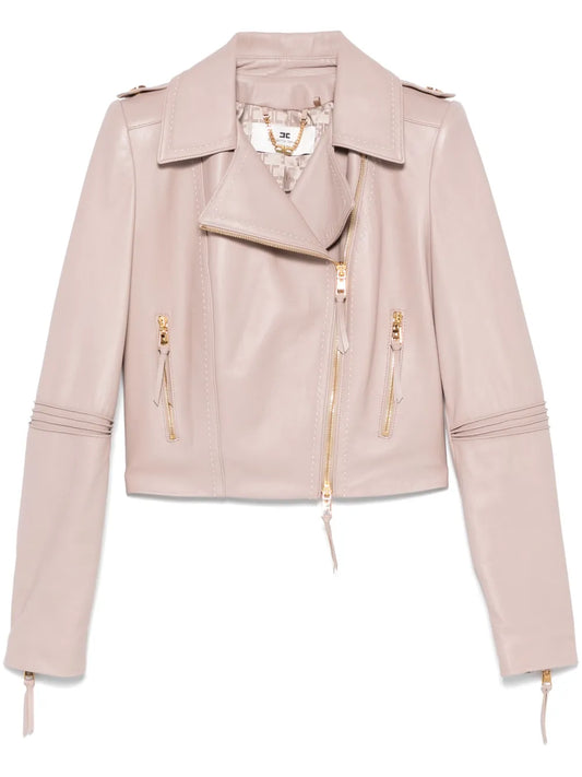 Contrasting-Stitching Biker Jacket
