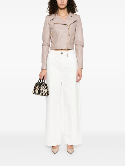 Contrasting-Stitching Biker Jacket