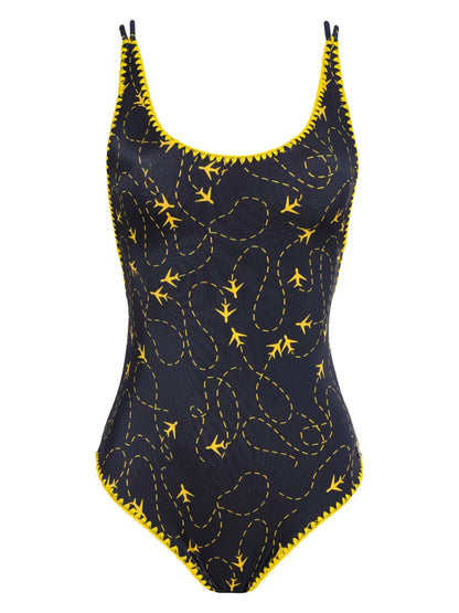 Plane-Print Swimsuit