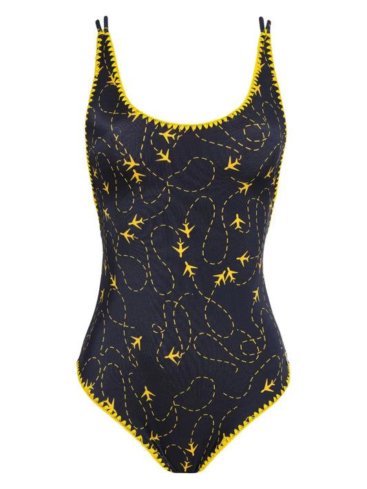Plane-Print Swimsuit