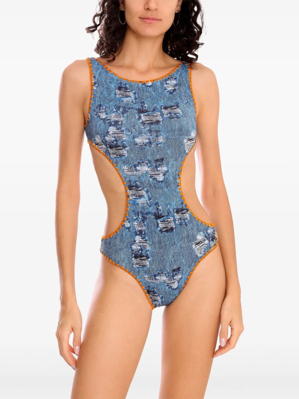 Denim-Print Swimsuit