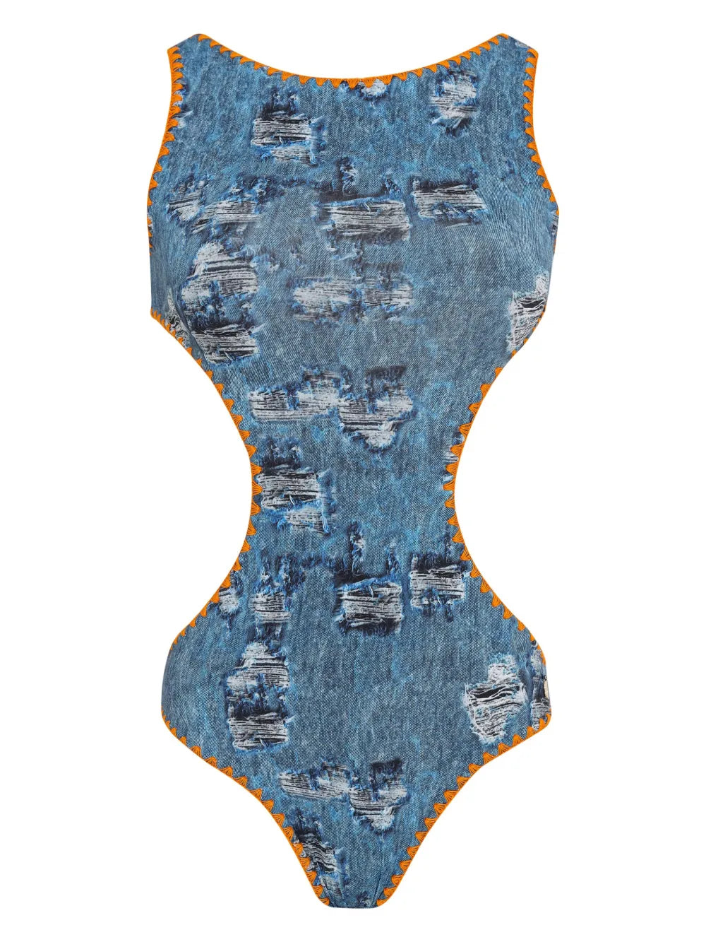 Denim-Print Swimsuit