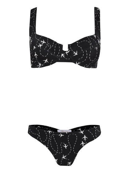 Plane-Print Bikini Set