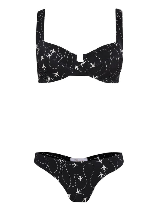 Plane-Print Bikini Set