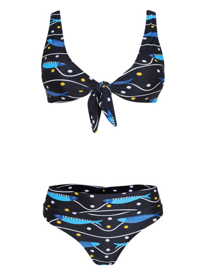 Fish-Print Bikini Set