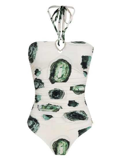 Emerald-Print Swimsuit