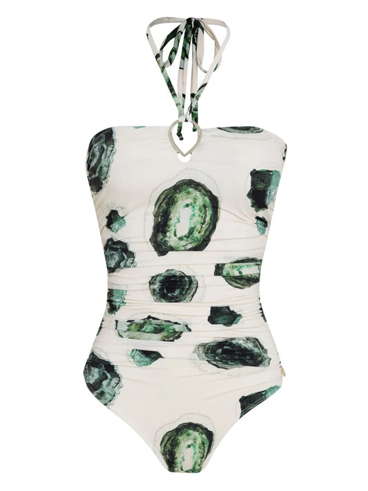 Emerald-Print Swimsuit