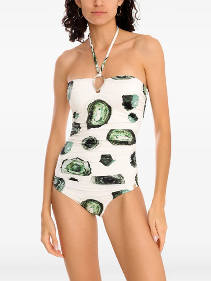 Emerald-Print Swimsuit