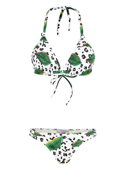 Leaf-Print Bikini Set
