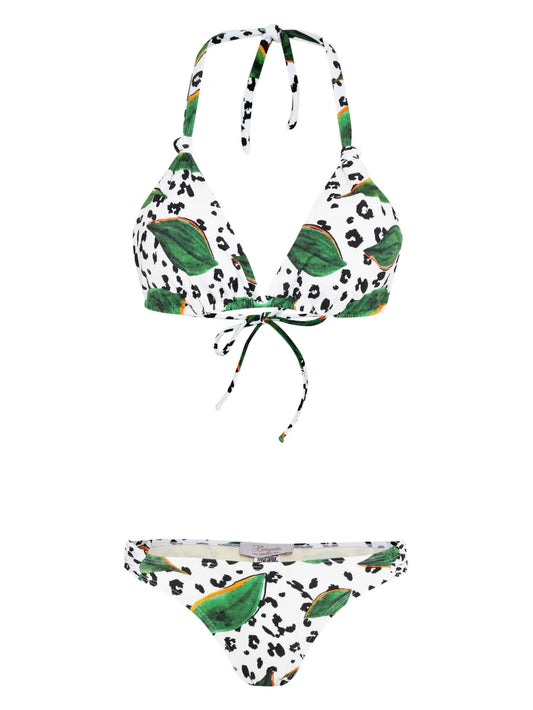 Leaf-Print Bikini Set
