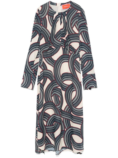 Geometric-Print Midi Dress