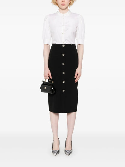 Embroidered-Collar Silk Shirt
