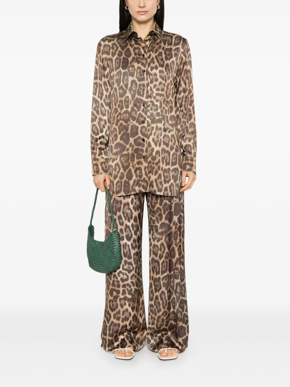 Leopard-Print Straight-Leg Trousers