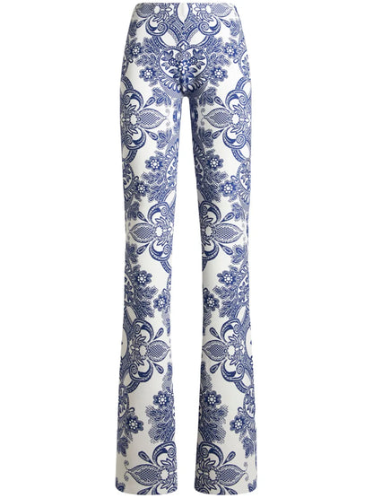 Lace-Motif Knit Trousers