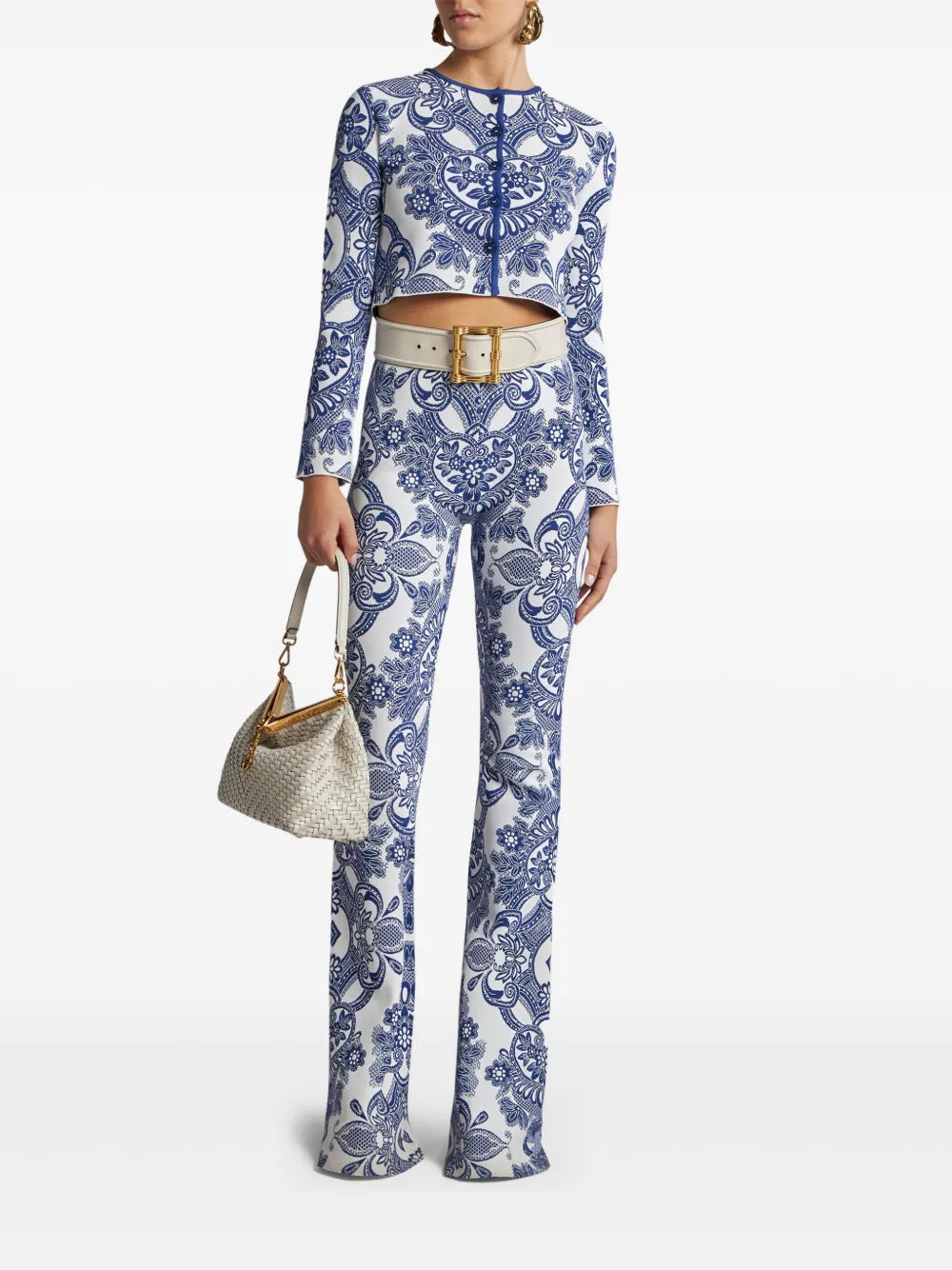 Lace-Motif Knit Trousers