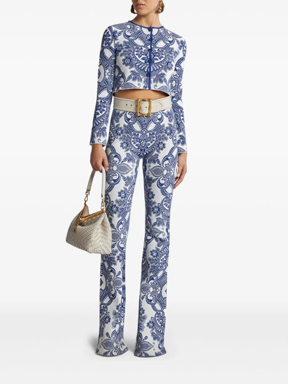 Lace-Motif Knit Trousers
