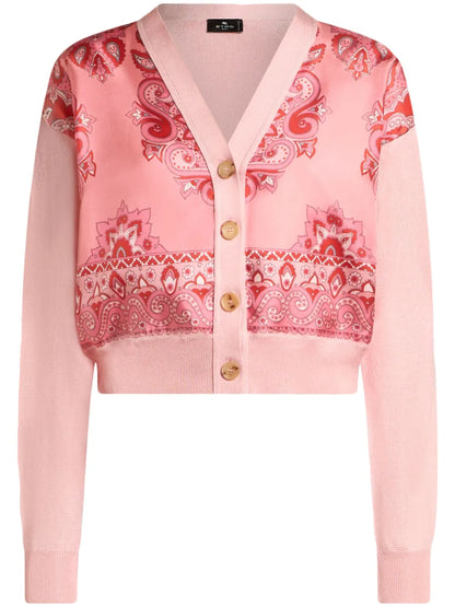 Printed-Panel Cardigan