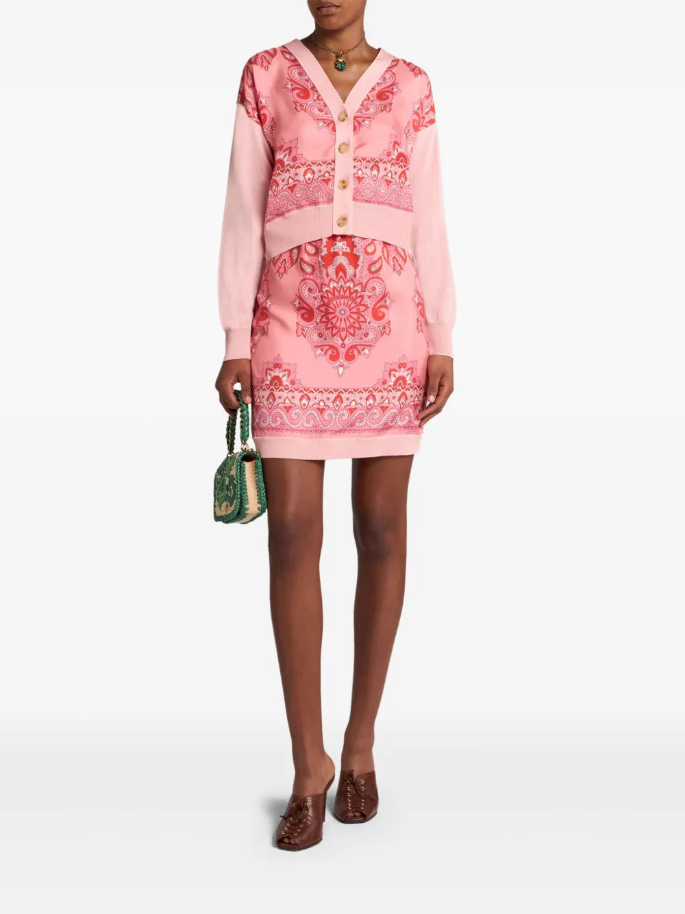 Printed-Panel Cardigan