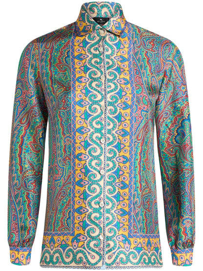 Paisley-Print Silk Shirt