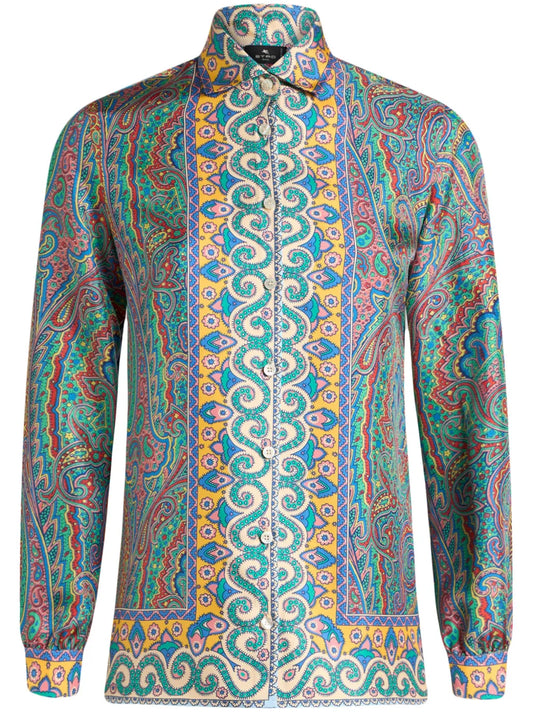 Paisley-Print Silk Shirt