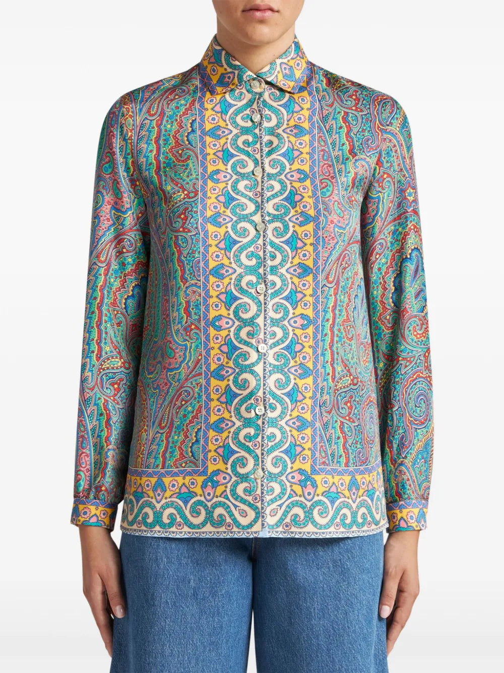 Paisley-Print Silk Shirt