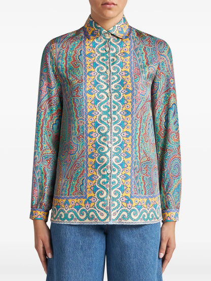 Paisley-Print Silk Shirt