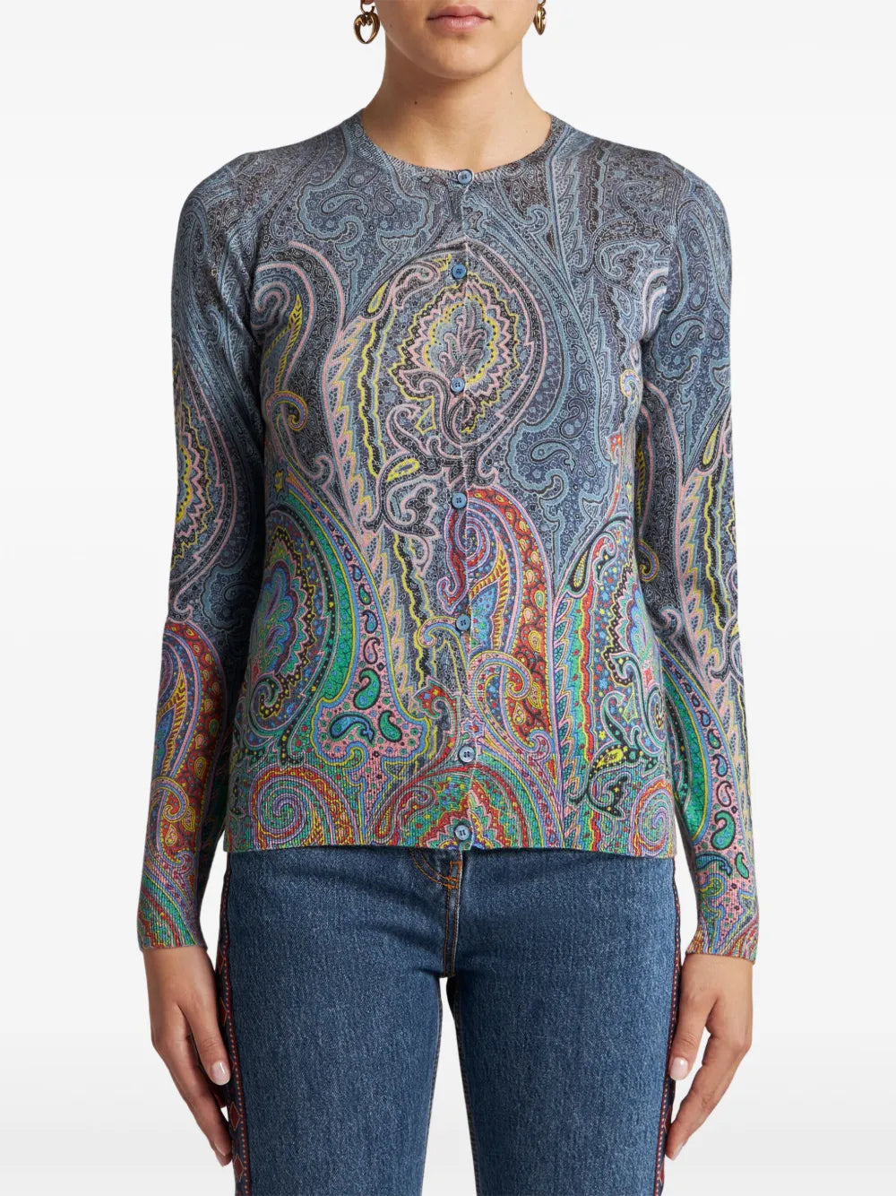 Paisley-Print Cardigan