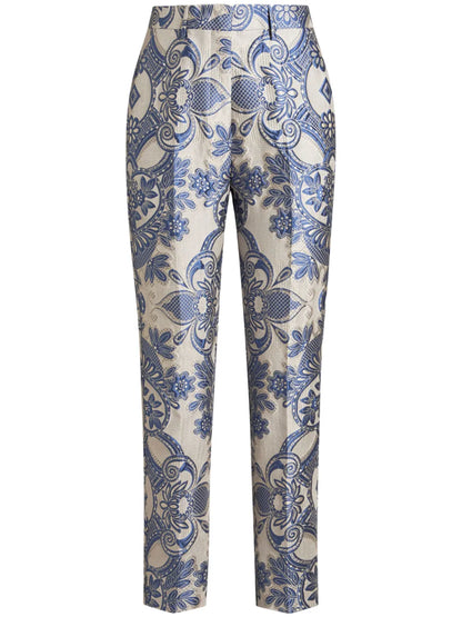 Paisley-Jacquard Cigarette Trousers