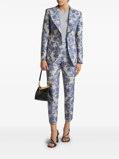 Paisley-Jacquard Cigarette Trousers