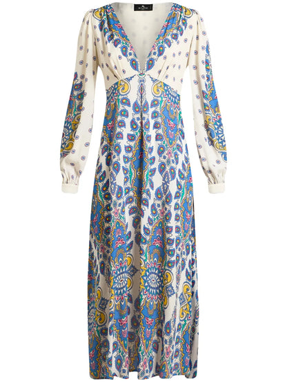 Paisley-Print Midi Dress