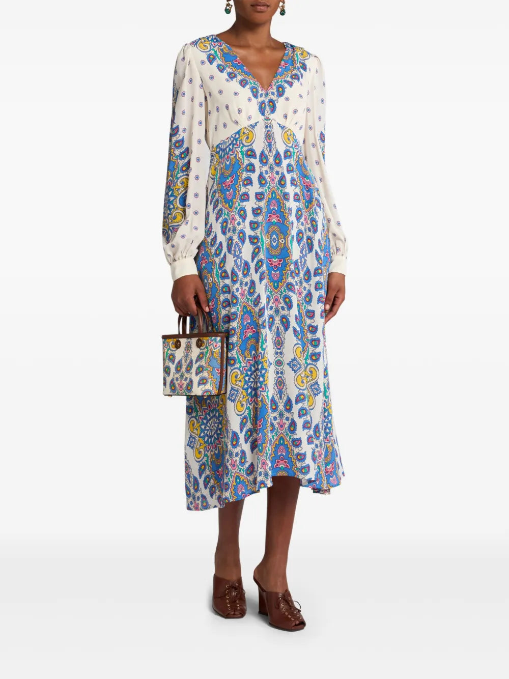 Paisley-Print Midi Dress