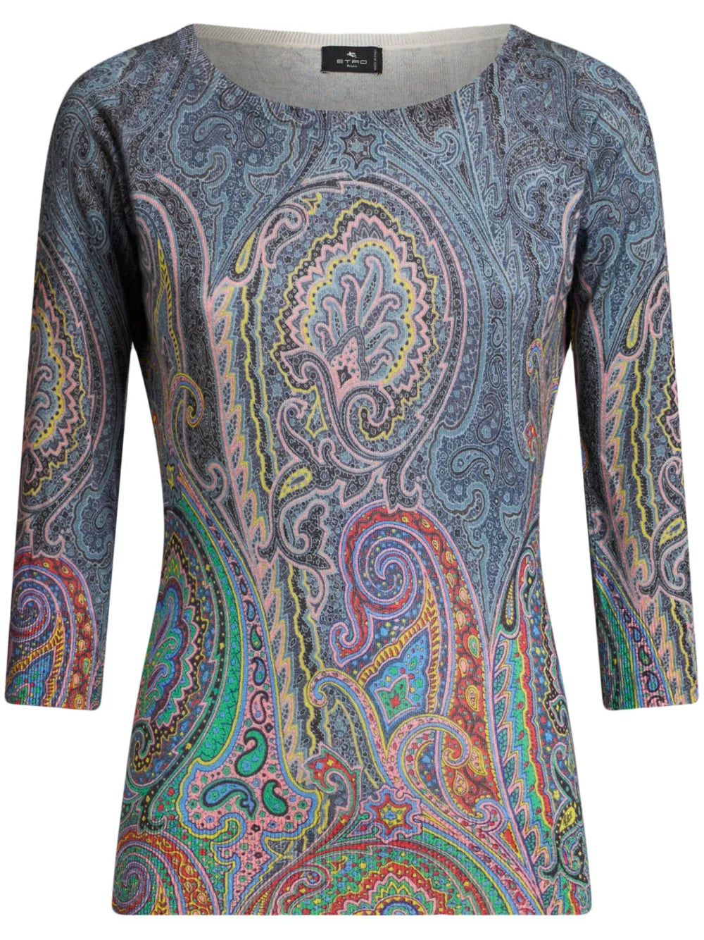 Paisley-Print Fine-Knit Sweater