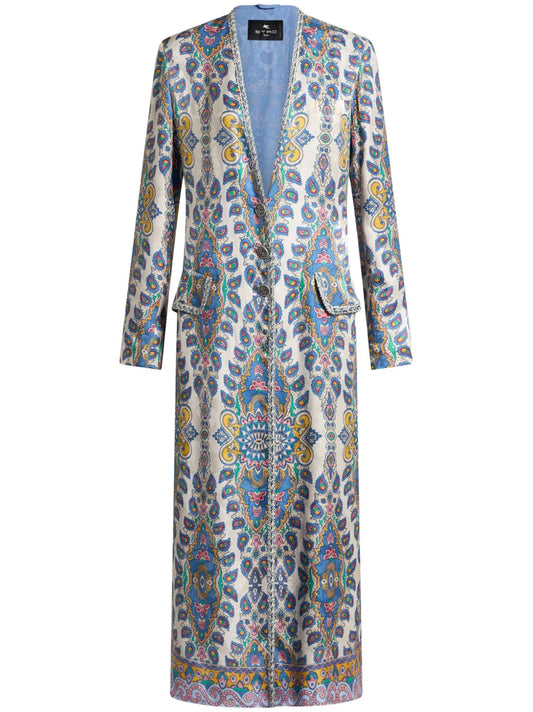 Paisley-Print Duster Coat