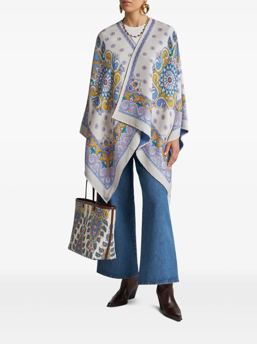 Floral-Print Cape