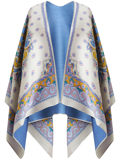 Floral-Print Cape