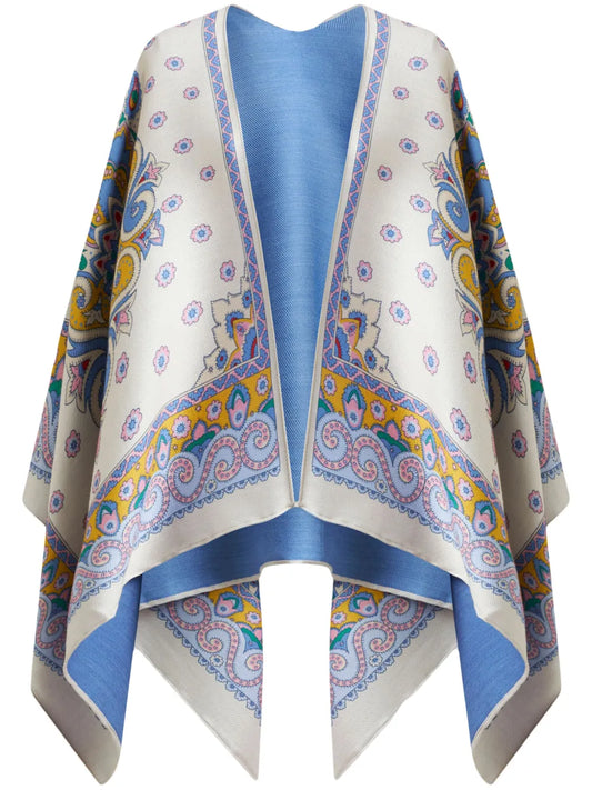 Floral-Print Cape