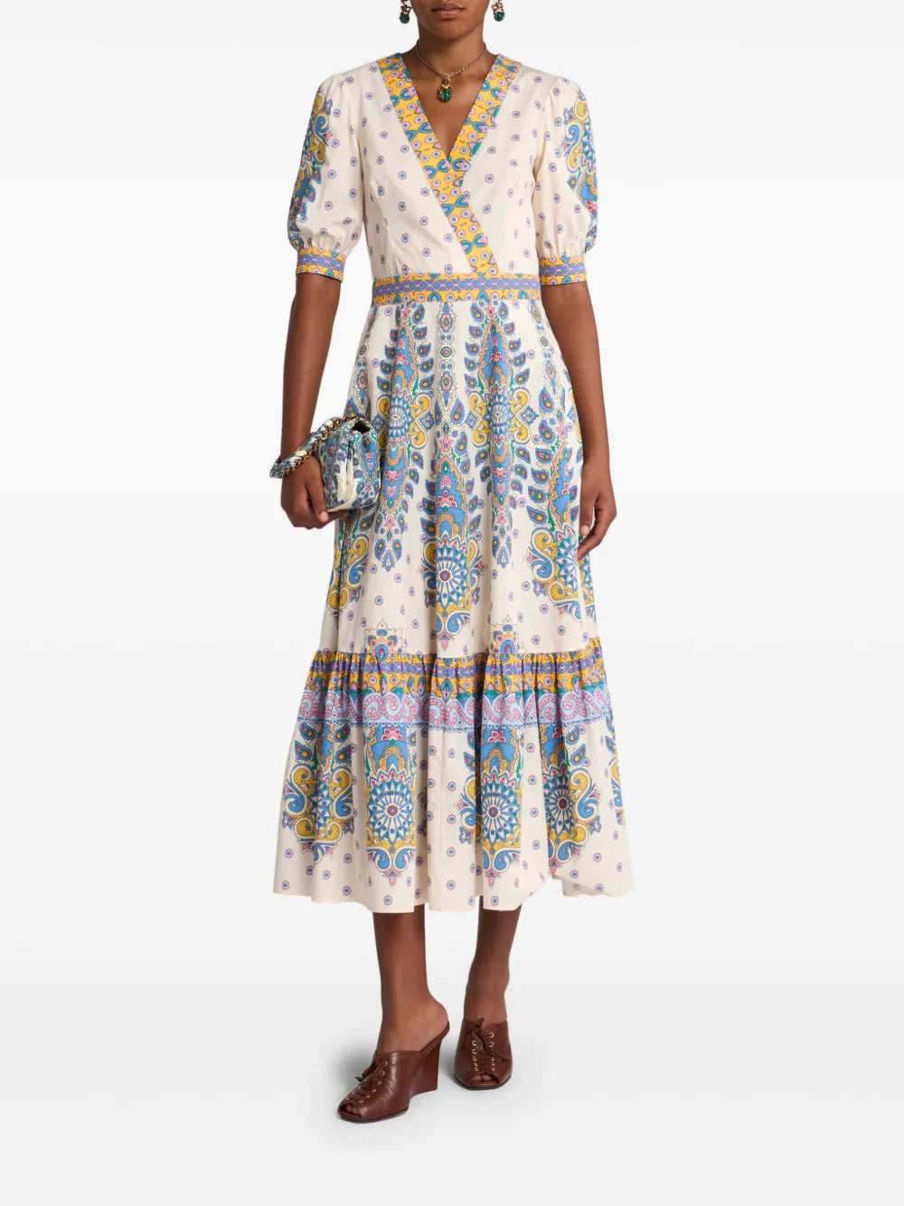 Paisley-Print Midi Dress